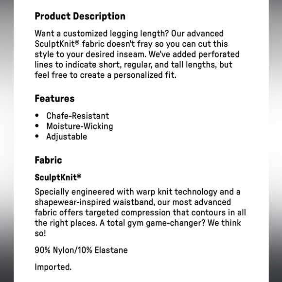 NWT- FABLETICS SculptKnit® High-Waisted Custom Length Legging - Picture 15 of 15